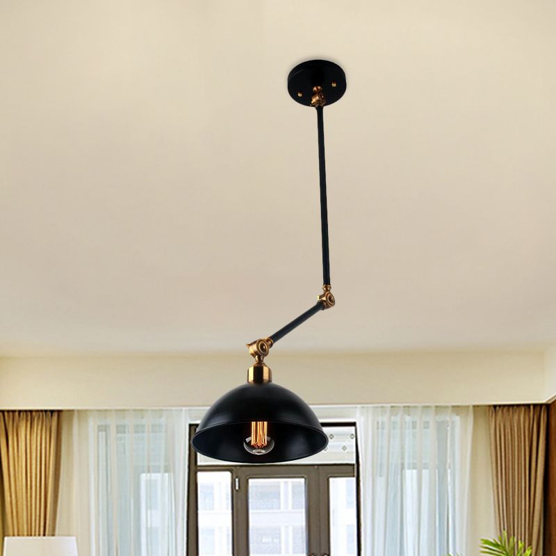 1 Lampenkuppel Deckenleuchte Retro -Style Black Metall Hängsleger mit Schwingarm über Tisch