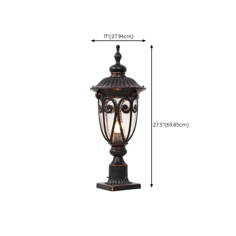 1-Light Black Pillar Lamp Waterproof Outdoor Light for Garden
