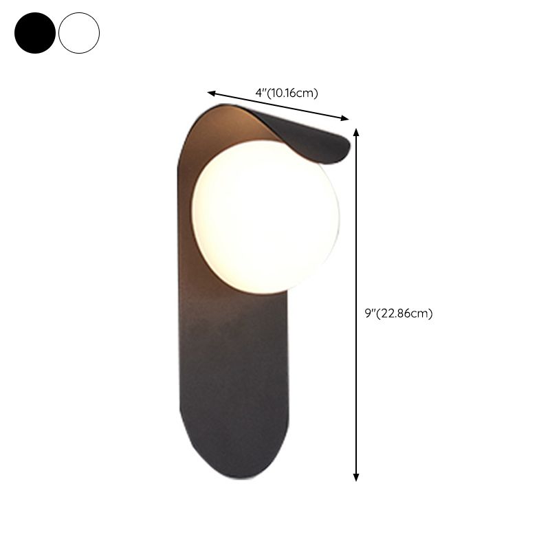 Single Contemporary Black/White Glass Shaded LED Bathroom Vanity Light
