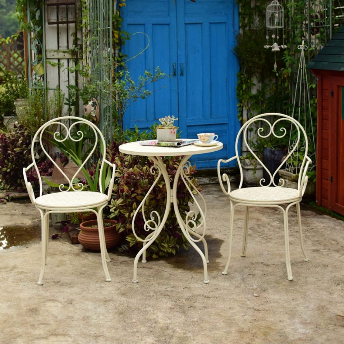Iron Bistro Table Set 1/2/3 Pcs Modern Matte Finish Bistro Set