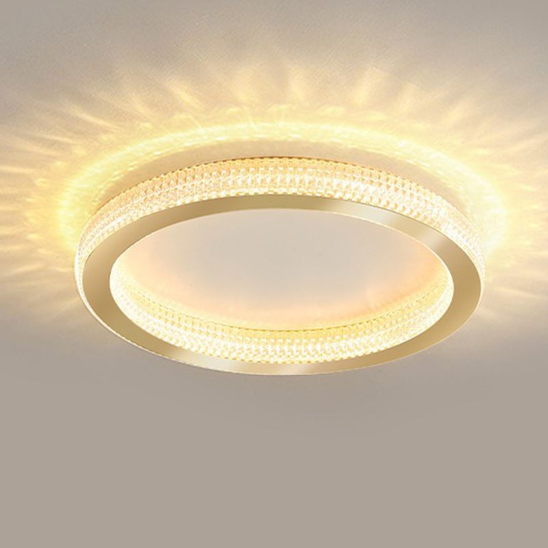 Gold Round Ceiling Mount Light LED Ceiling Light with Acrylic Shade for Bedroom