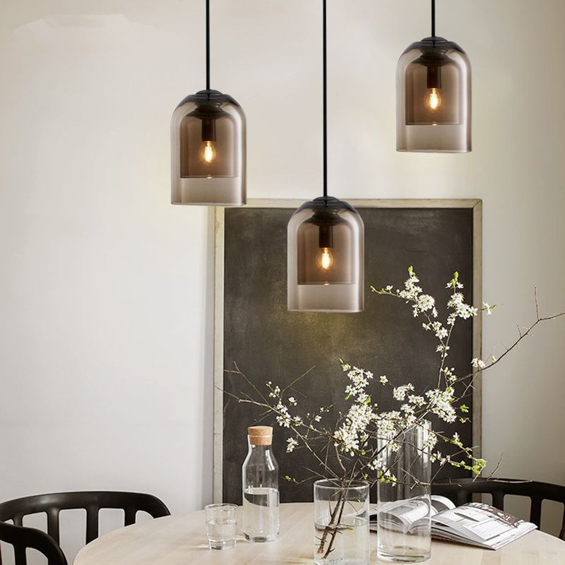 Bell Hanging Light Fixture Minimalist Style Glass Pendant Light Kit for Dinning Room