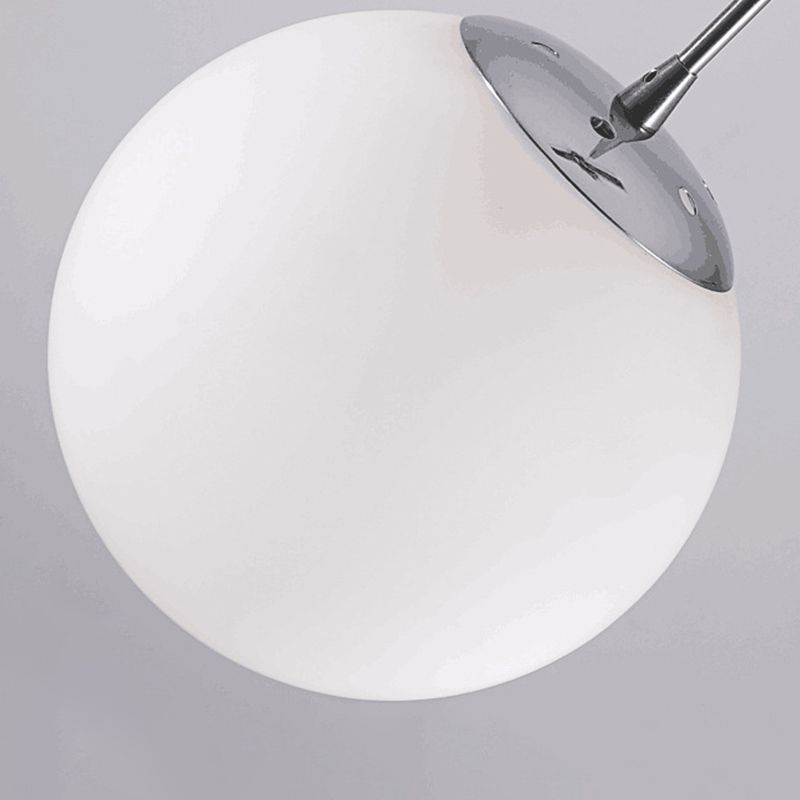 Sphere Living Room Multi Ceiling Light Opal Glass Contemporary Pendant Lighting Fixture in Silver
