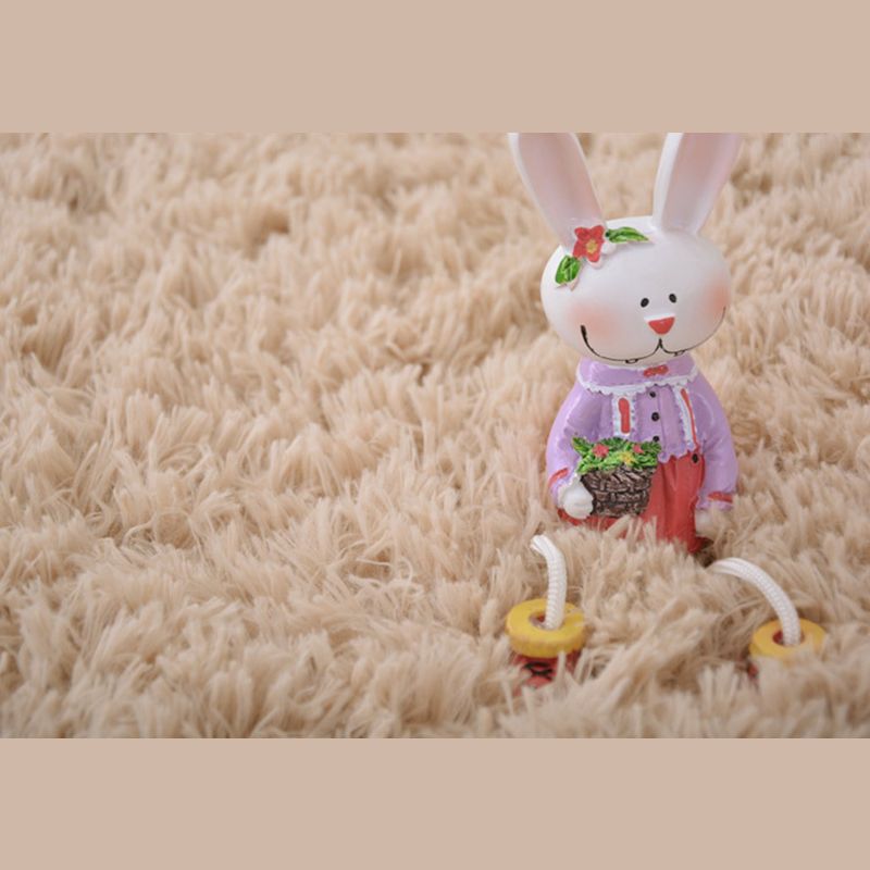 Soft Casual Shag Area Rug Minimalist Solid Carpet Polyester Non-Slip Backing Rug for Living Room