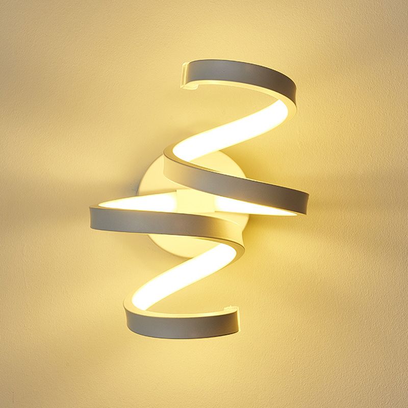 Curve Wall Lamp Minimalist Metal LED White Sconce Light Fixture for Bedroom