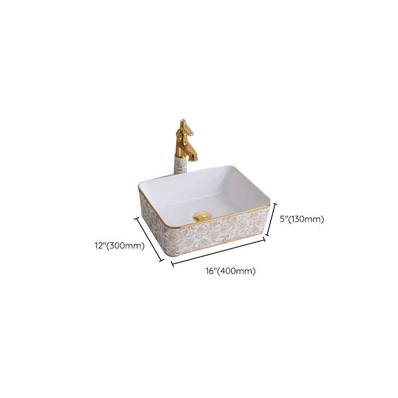 Traditional Vessel Lavatory Sink Oval-Shape Porcelain with Faucet Bathroom Sink