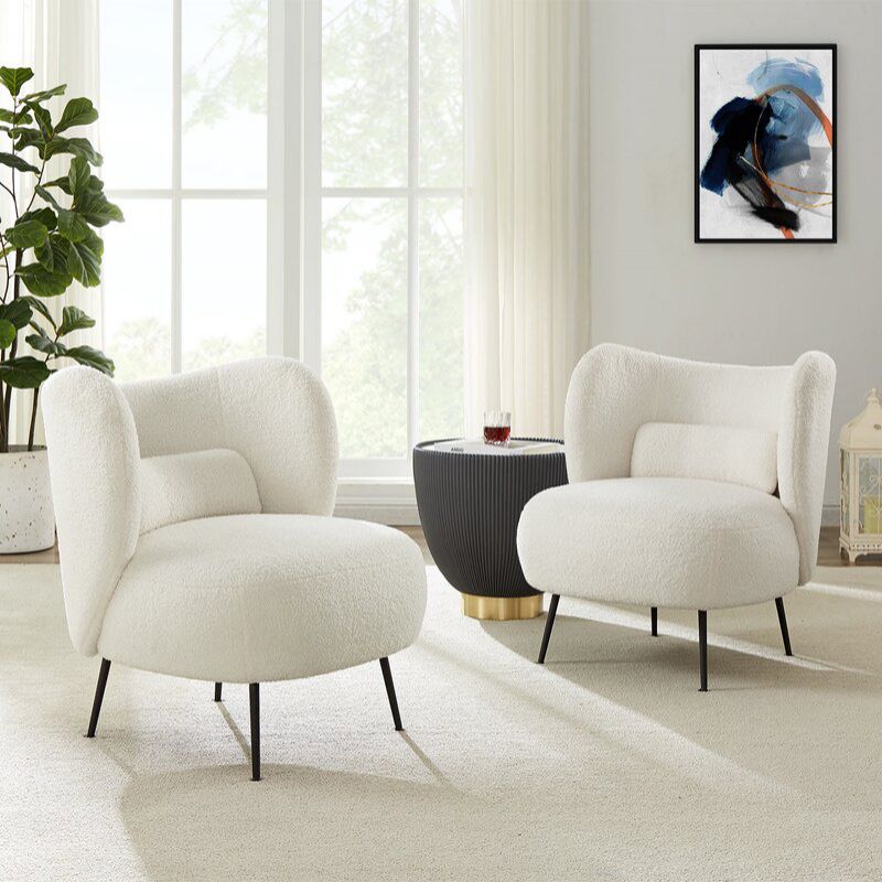 27.5"Wide Pillow Back Armless Slipper Accent Chair for Bedroom