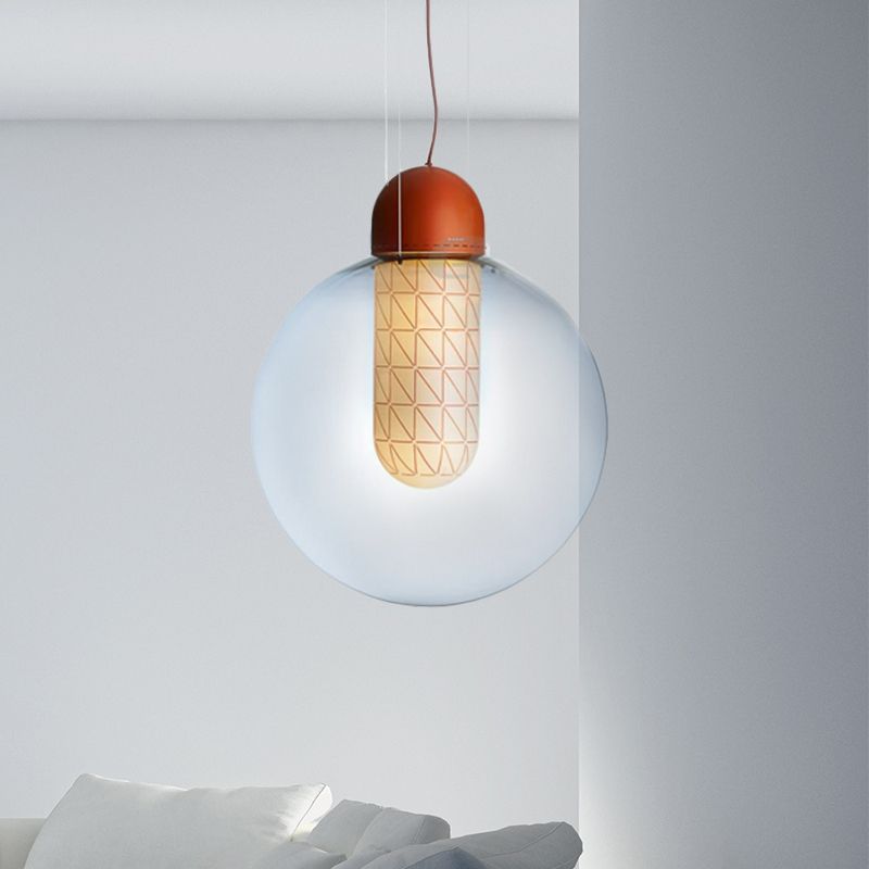 Iluminación colgante de esfera de naranja 1 Lámpara de techo colgante de vidrio de humo de gradiente de luz de luz