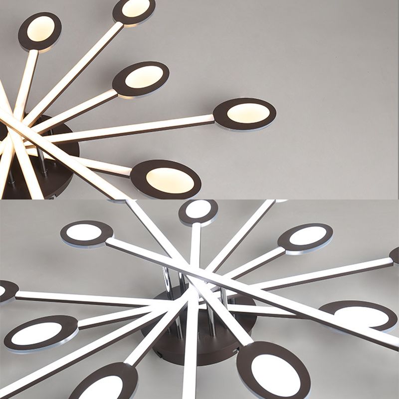 Starburst Semi Flush Minimalism Acrylic 31.5"/45" Wide LED Brown Close to Ceiling Lighting in Warm/White Light