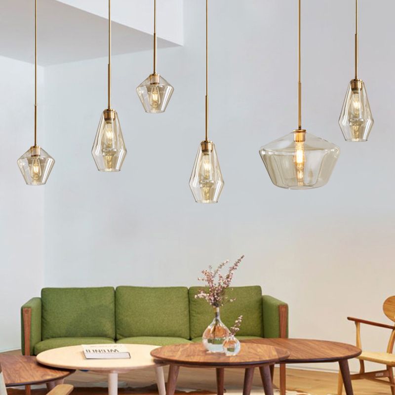1 Light Pendant Light Modern Minimalist Glass Shade Dining Room Hanging Lamp