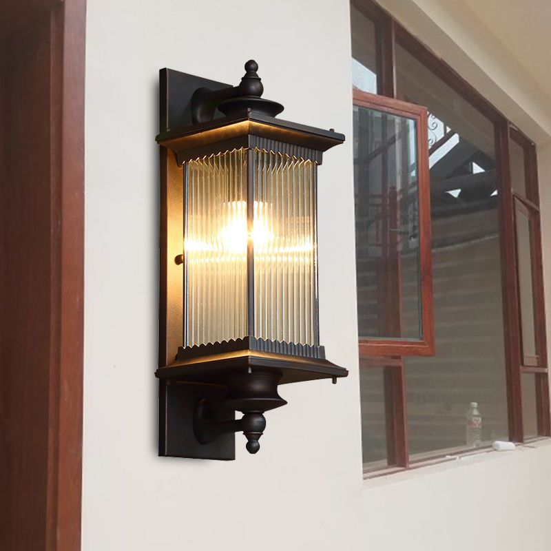 Quader im Freien im Freien leichte Land Clear Ripped Glass 1 Head Black/Bronze/Kaffeewandlampe für Tor