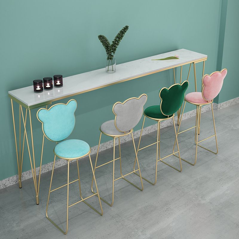 Stone Top Bar Table Traditional Luxury Rectangle Bar Table with 4 Legs