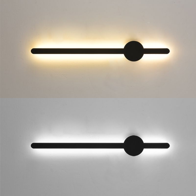 Forme linéaire Mur en métal Gamique de style moderne Lumière de mur de lumière unique en noir