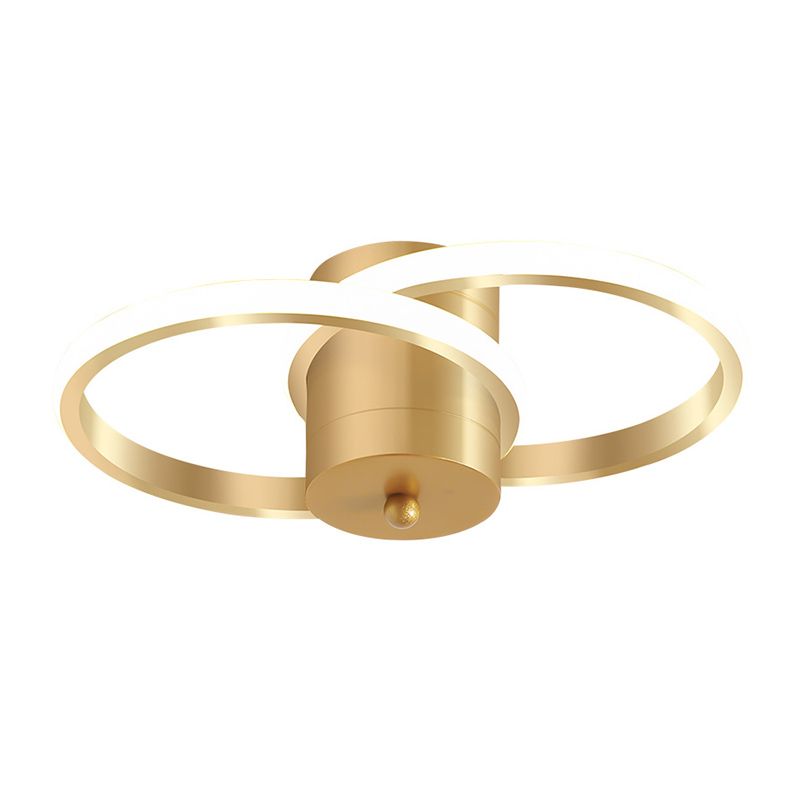Acrylic Dual Loop Flush Light Fixture Modern LED Gold Flush Mount Ceiling Lamp for Corridor