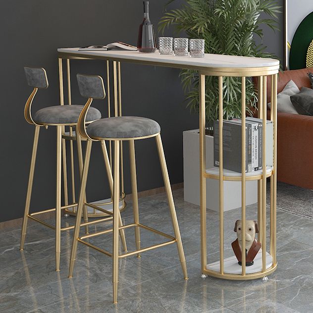 Glam Style Bar Table Set 1/3/5 Pieces Stone Fixed Counter Height Set for Indoor