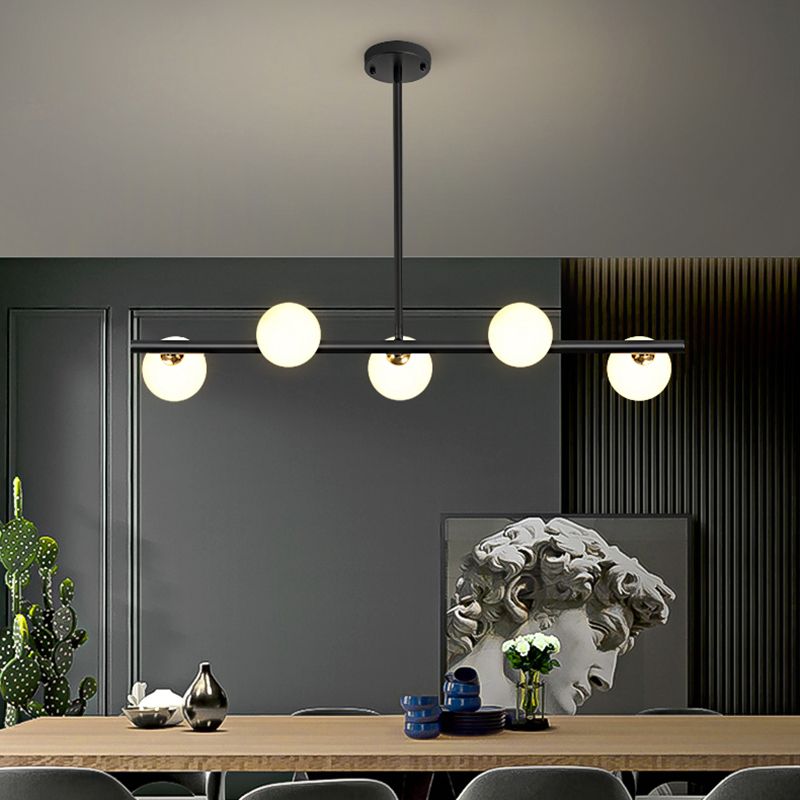 Round-Shaped Island Lighting Idea Nordic-Style Glass Chandelier Lighting Fixture