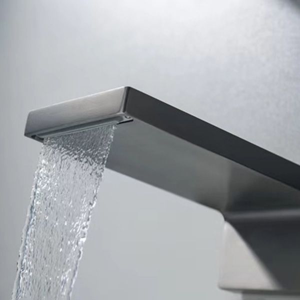 Wall Mounted Bathroom Faucet Waterfall Spout with Lever Handle
