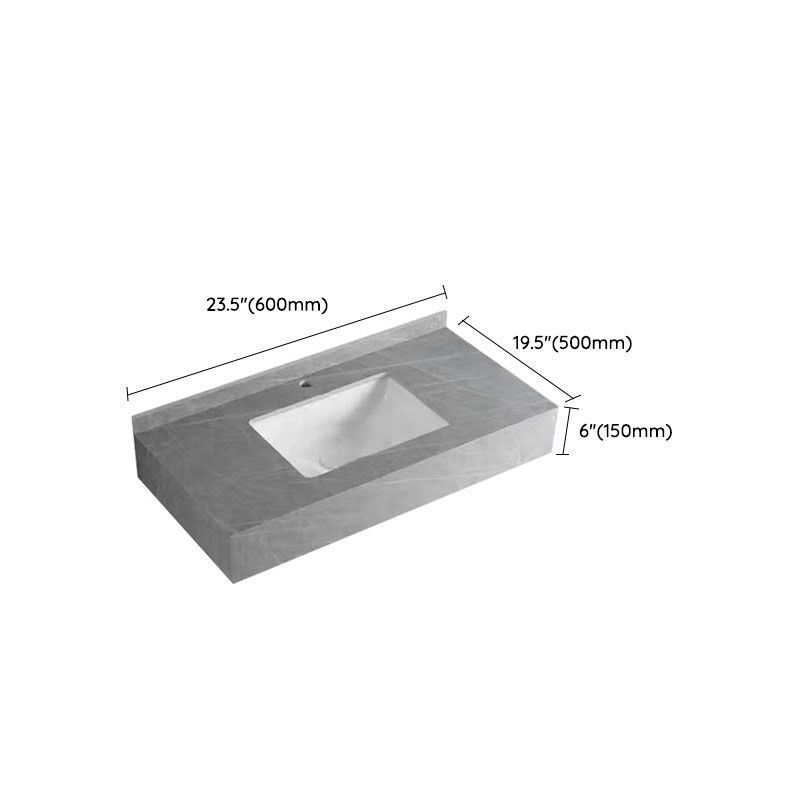 Contemporary Bathroom Sink with Pop-Up Drain Grey Rectangular Wall Mount Bathroom Sink
