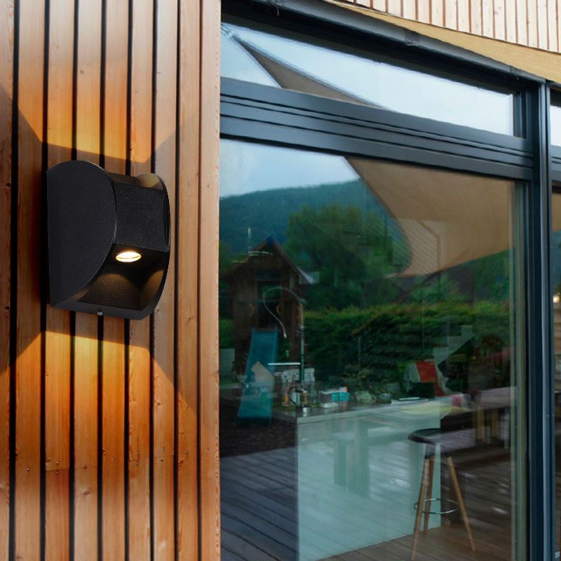 Geometric Shape Wall Lamp Modern Style Metal 2 Lights Wall Light in Black
