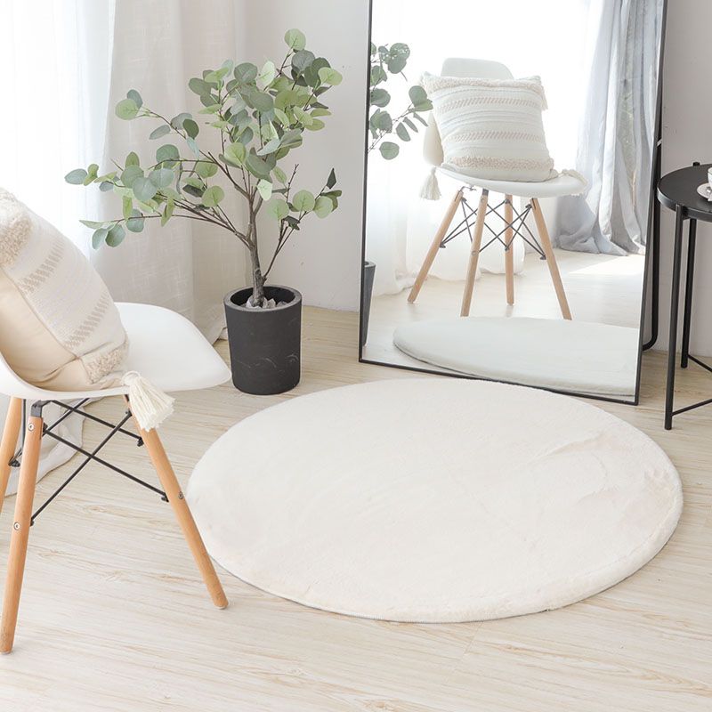 Round Plain Shag Rug Polyester Funky Indoor Rug Non-Slip Backing Area Carpet for Living Room