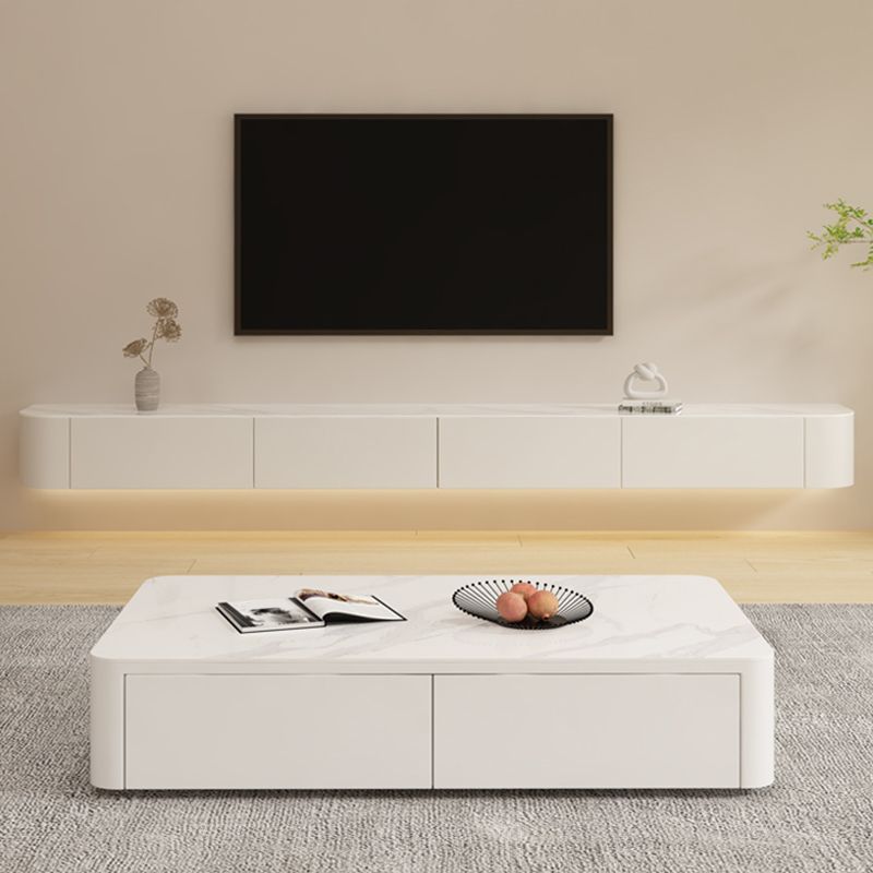 Stone TV Media Console Floating Stand Console with 2 Drawers