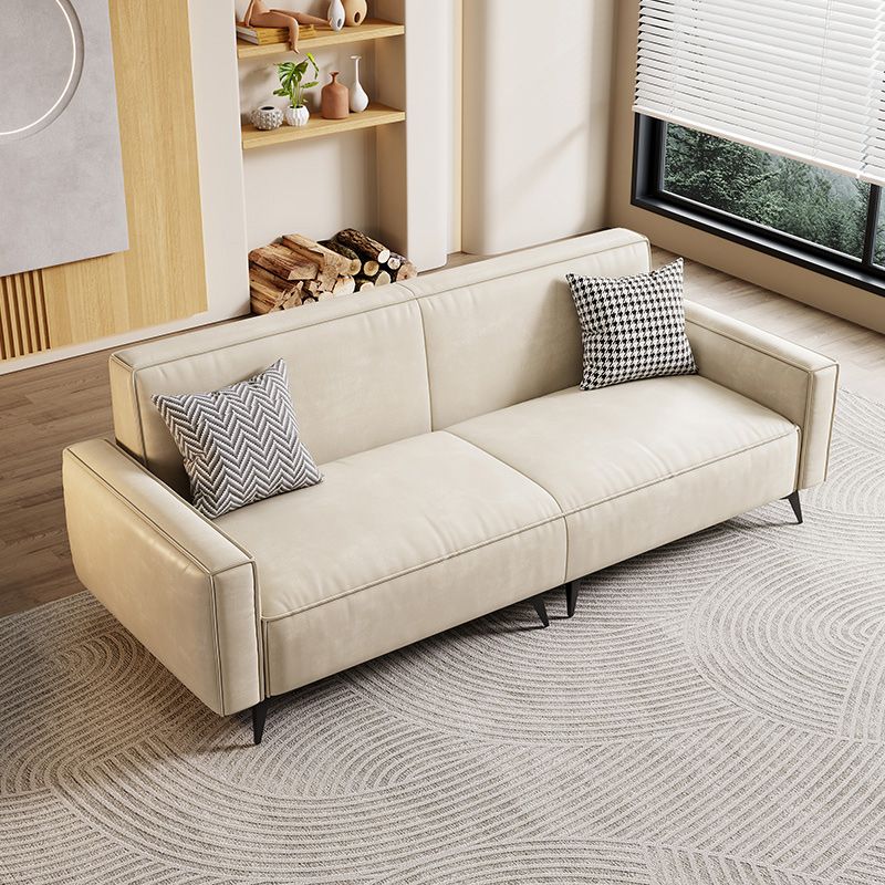 Contemporary 31.49" H Faux Leather Square Arm Sofa for Living Room