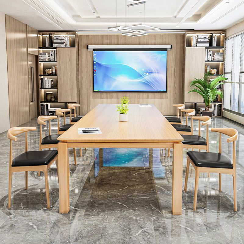 Rectangle Wood Color Dining Table Solid Wood Table Minimalist with 4 Legs