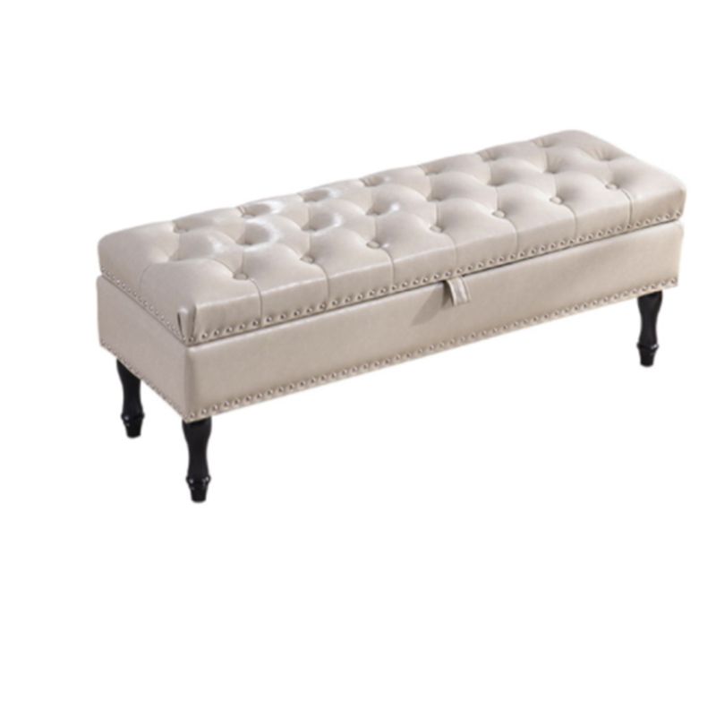 Rectangle Upholstered Bedroom Bench Modern Seating Bench with Wooden Base