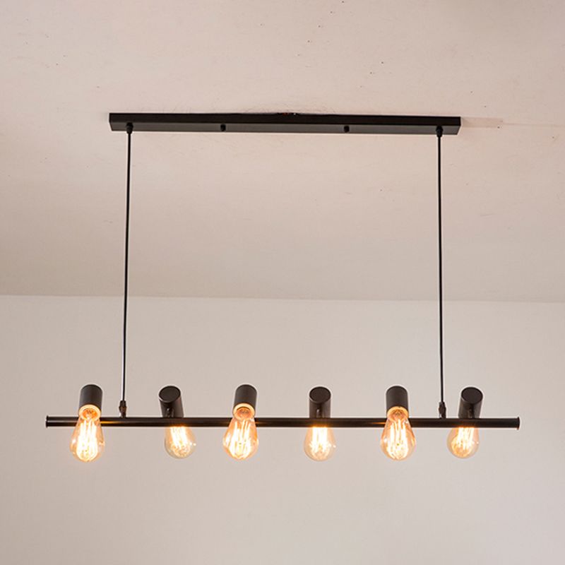 Industrial Style Iron Hanging Lamp Black Island Light Fixture for Dining Table