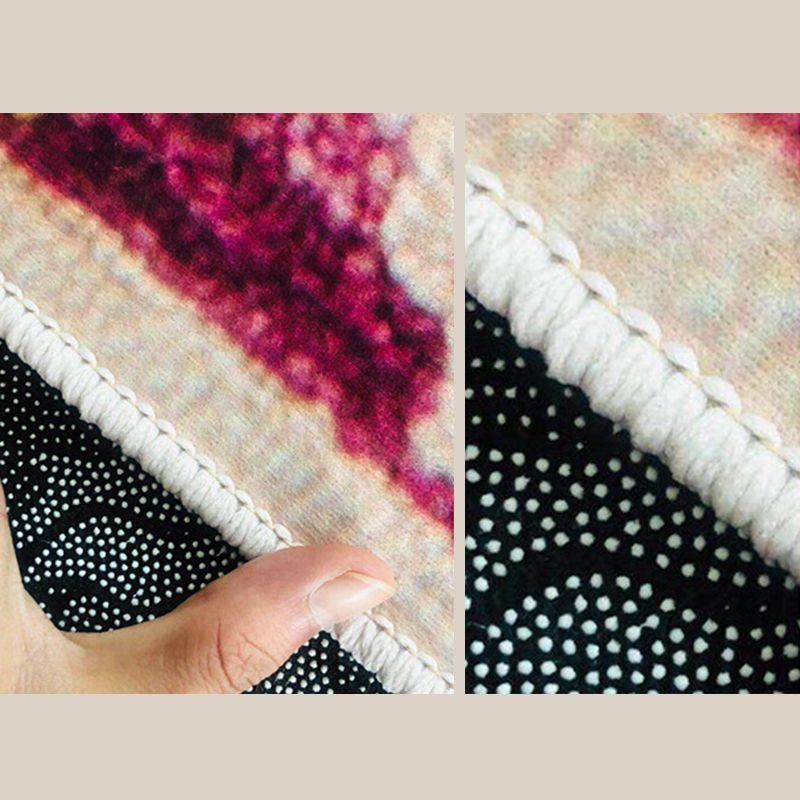 Flower and Feather Pattern Rug Trendy Polyester Carpet Non-Slip Backing Carpet for Home Decor