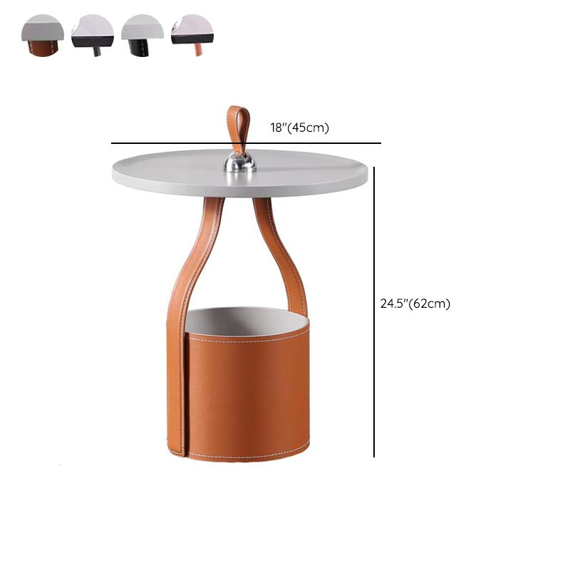 Contemporary Side Table Pedestal with Storage Round Living Room End Table