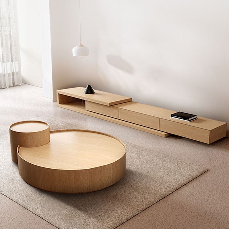 Light Brone Tray Top Coffee or End Table in Solid Wood Round