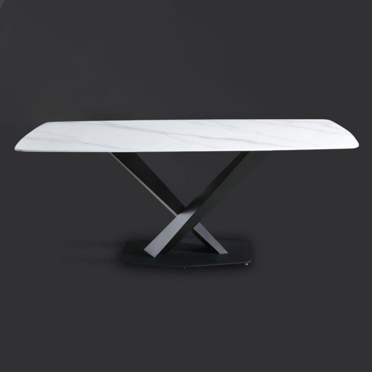 Rectangular Sintered Stone Dining Table Modern Dining Table with Steel Base for Home