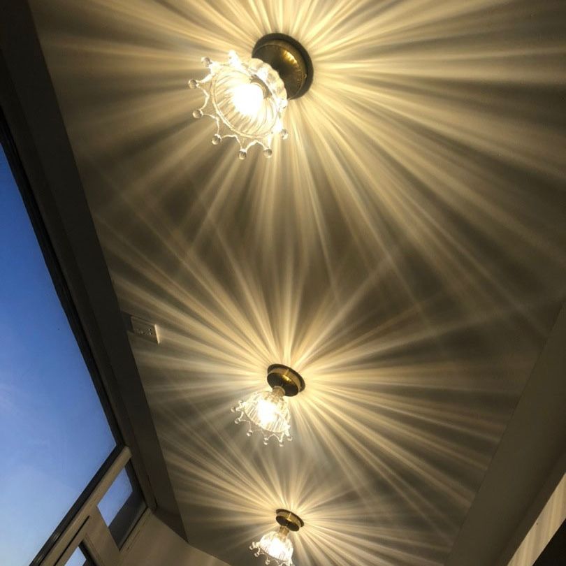 Glass Shaded Ceiling Mounted Fixture Minimalist Style Gold Ceiling Flush Mount for Aisle