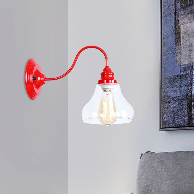 Apparecchio di illuminazione a parete conica industriale 1 lampadina lampadina in vetro in vetro in rosso per bagno