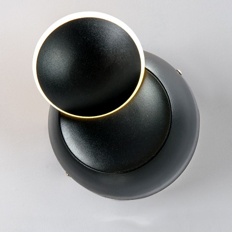 Modern Metal Wall Light Round Rotatable 6" Wide LED Wall Sconce for Living Room