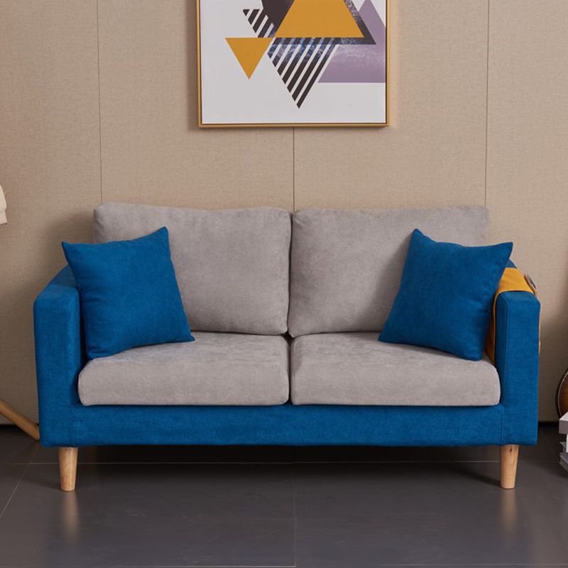 Scandinavian Loose Back Fabric Sofa 30.7" H Square Arm Loveseat