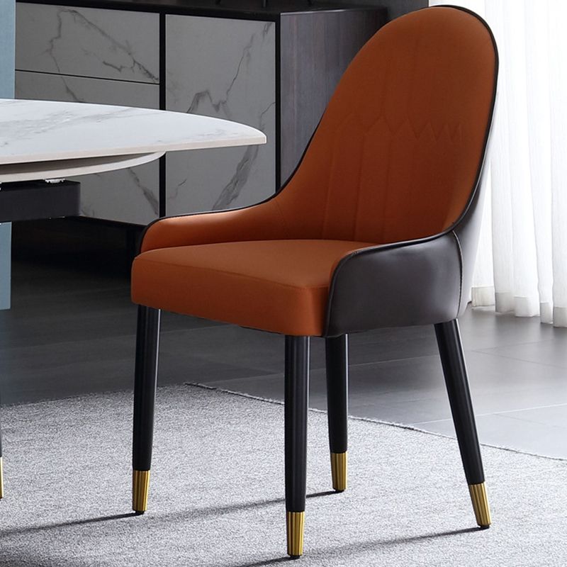Glam Style Parsons Side Chair Leather Indoor Dining Chair for Living Room