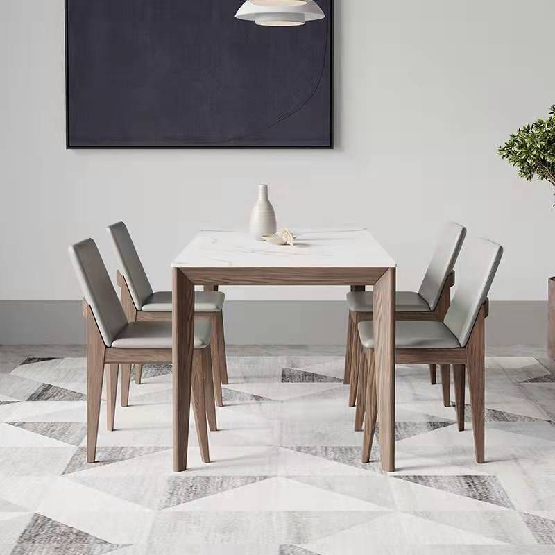 Nordic 1/2/5/7 Pieces Dining Set Sintered Stone Dining Table with Wooden Chairs