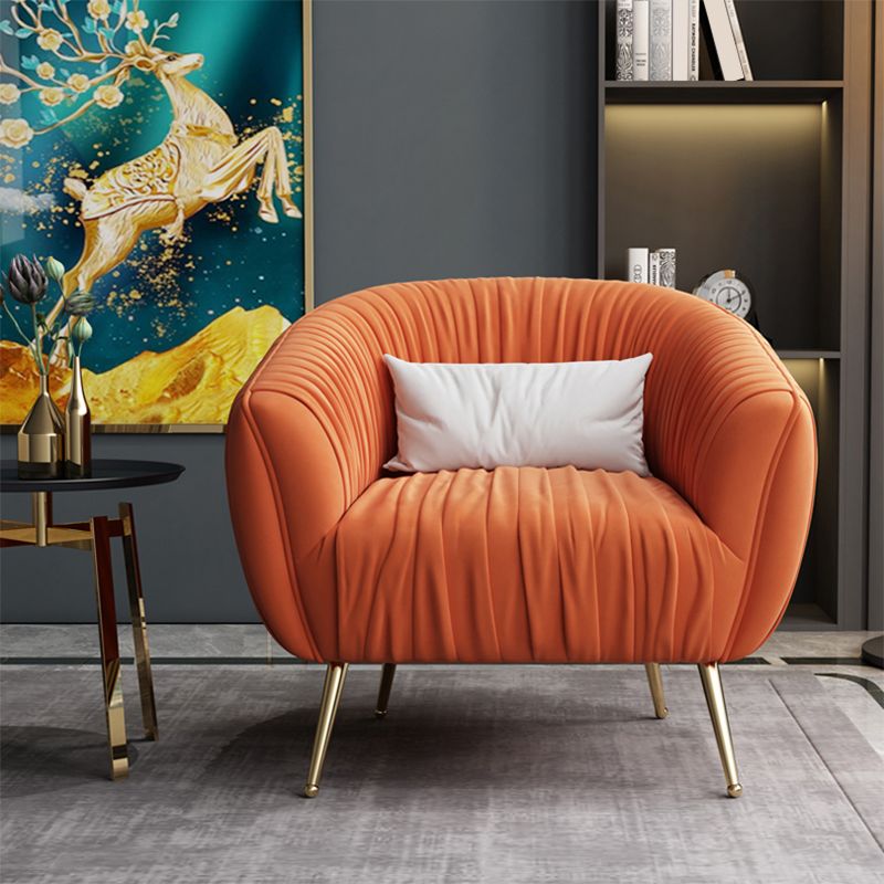Modern Pillow Back Chair Solid Color Upholstered Sloped Arms Chair