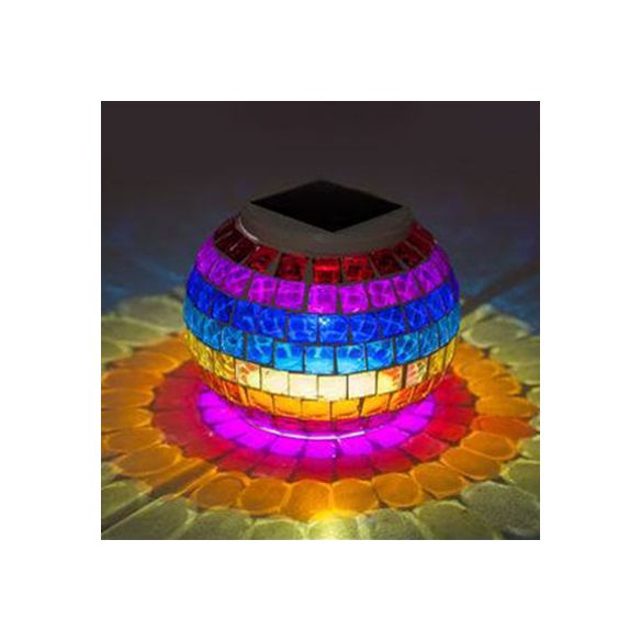 Mosaico de mesa de globo de mosaico Tombra de vidrio manchado de vidrio de iluminación solar decorativa para la cama