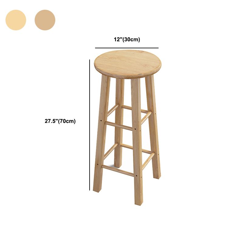 Contemporary Backless Rubberwood Stool Natural Footrest Barstool