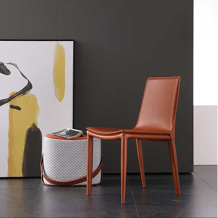 Sillas de comedor de cuero modernas Silla de comedor sin brazos para uso en restaurantes