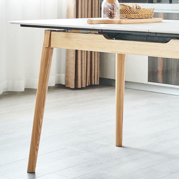 Minimalist Sintered Stone Dining Table White Extendable Dining Table for Kitchen