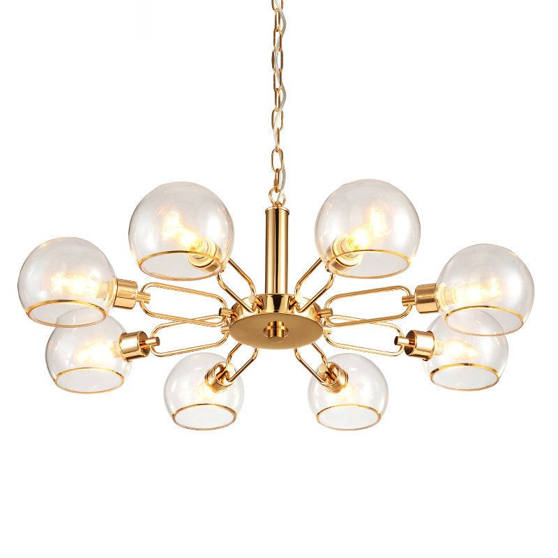 Modern Luxury Sputnik Pendant Light Wrought Iron Hanging Lamp with Clear Glass Shade