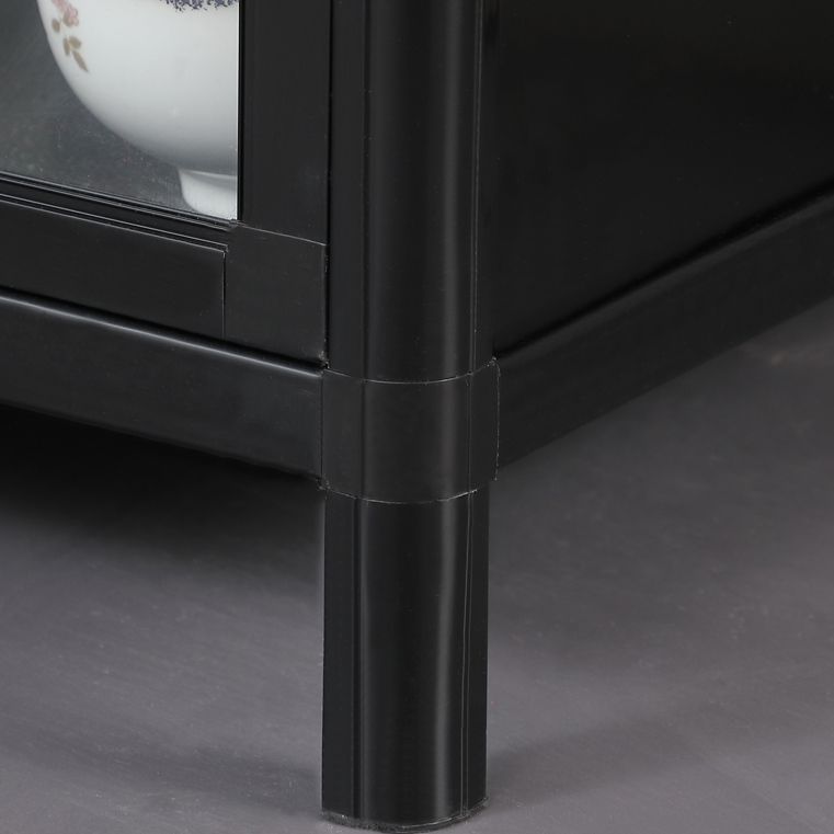 Modern Black Sideboard Buffet Mirrored Metallic Sideboard Table Living Room