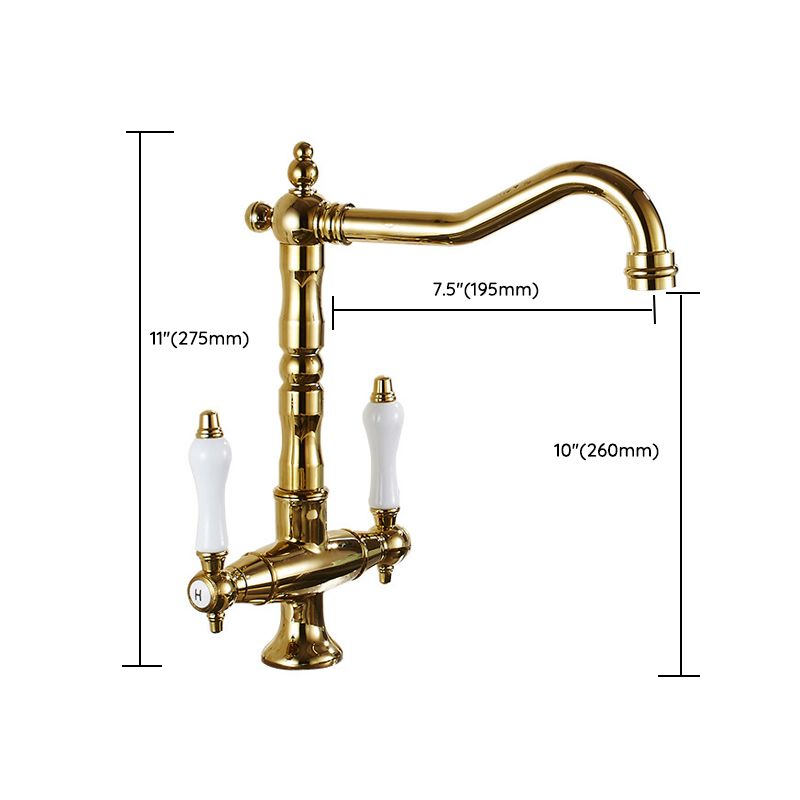 Traditional Kitchen Faucet Swivel Spout Gooseneck Double Handle Standard Kitchen Faucets