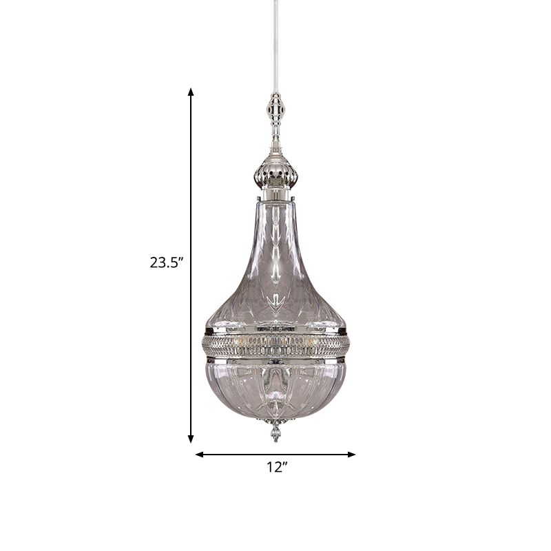 12 "/16" breit kürblere Kronleuchterbeleuchtung kolonialer klares Glas Messing/Chrom 4 Lampen hängende Deckenleuchte