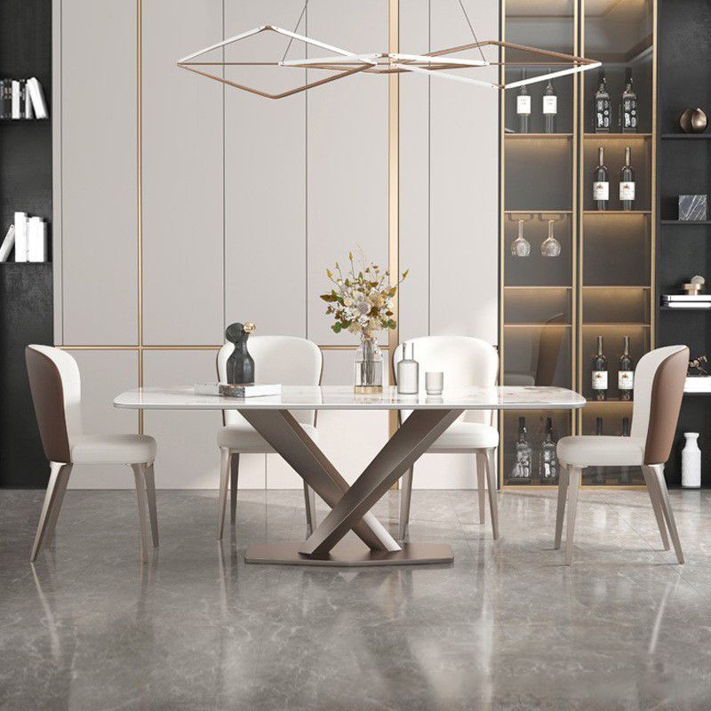 Nordic Glam Style Sintered Stone Round Table Set 1/4/5/7 Pieces Dining Set