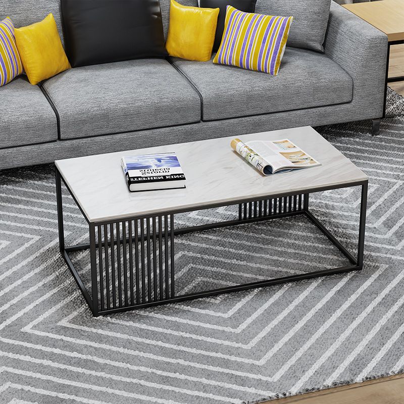 White Marble Top Coffee Table Metal Frame Coffee Cocktail Table